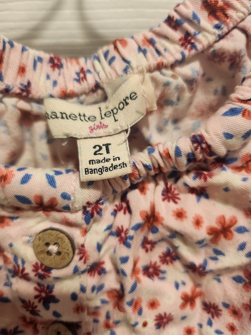 Nanette Lepore Girls Pink Floral Blouse with Button Detail